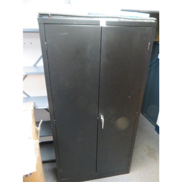 Black Metal 3' x 6' x 24" Deep Storage Cabinet w/Supplies