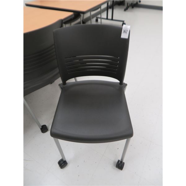 19-Black Plastic Slatback Stacking Task Chairs - 19 X $
