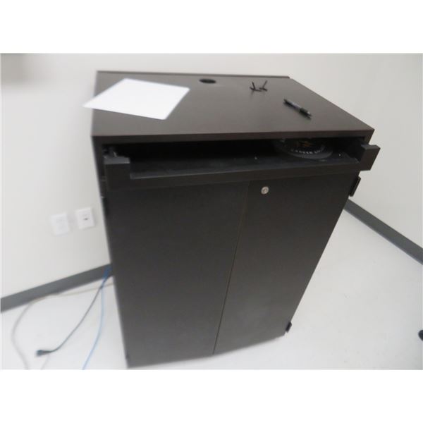 Black 2 Door Rolling A/V Cabinet