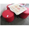 Image 1 : Red Leather Stools (4) w/White Round Table