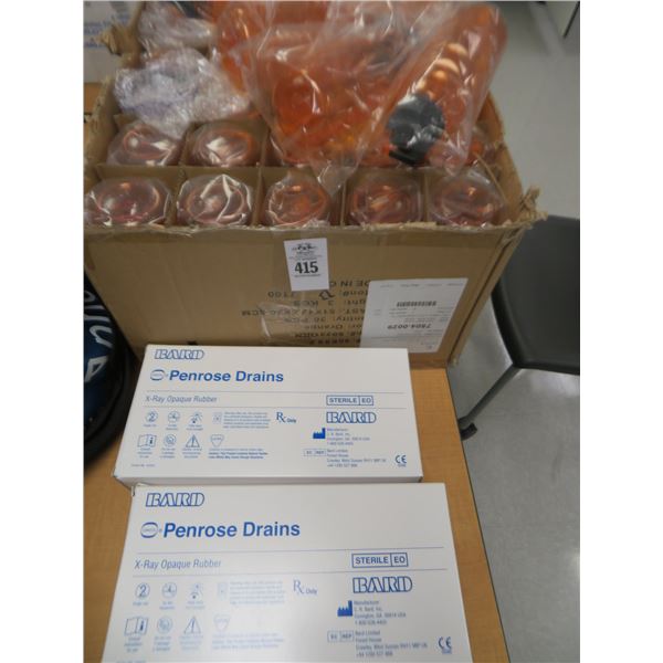 Case of Orange Drinking Bottles and Penrose Drains