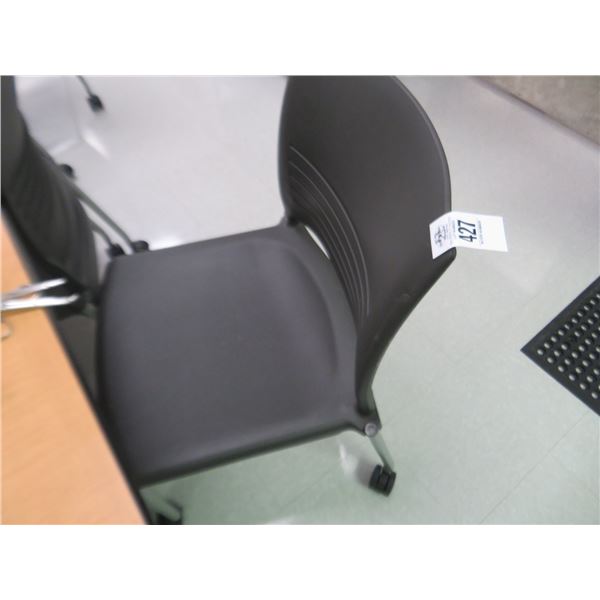 10-Black Plastic Stacking Office Chairs - 10 X $