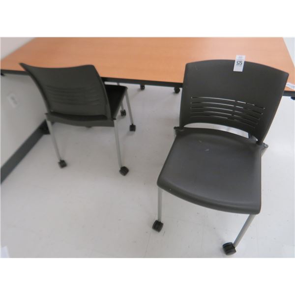 16-Plastic Rolling Stack Chairs - 16 X $