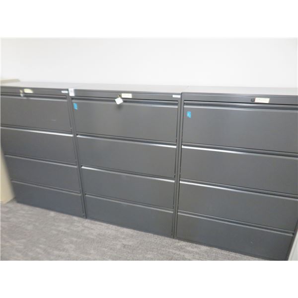 3-Grey 4 Drawer Lateral Files - 3 X $