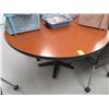 Image 1 : 4-Cherry Round Pedestal Tables - 4 X $
