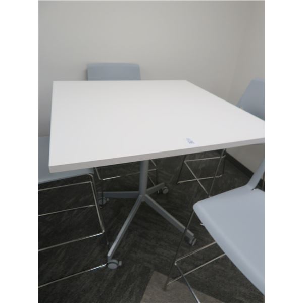 2-White/Grey Rolling High Bar Table - 2 X $