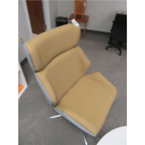 2-Contemporary Tan/Grey Swivel Padded Chairs - 2 X $