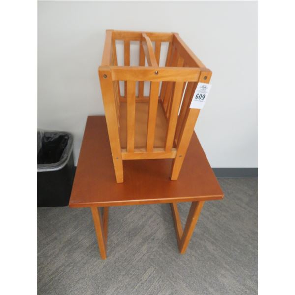 Cherry End Table & Magazine Rack