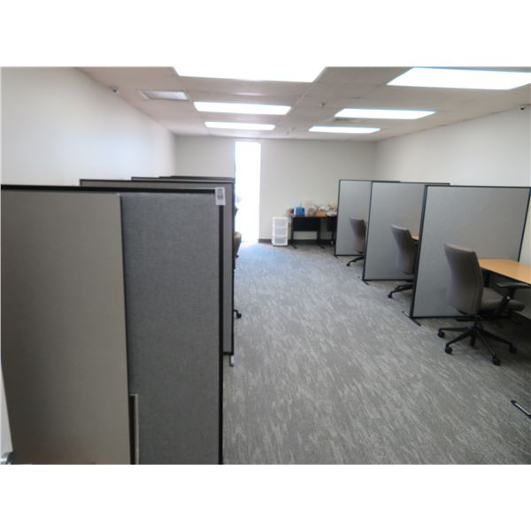 Self Standing Partition Panels (16) & Worktables 8