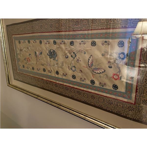 Art Nouveau Silk Framed Table Runners Butterflies 27 x 14