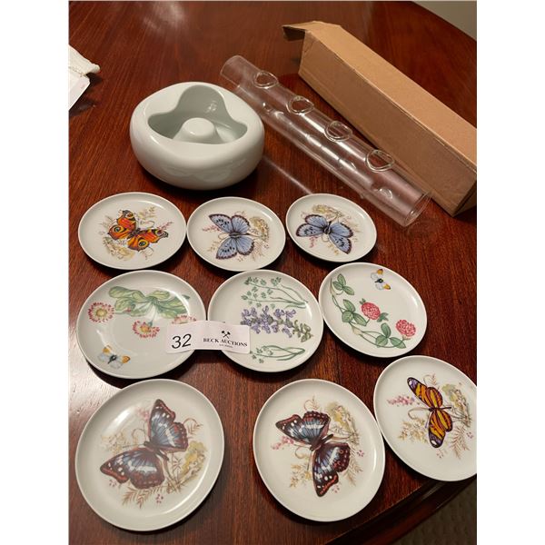 Bareuther China Coasters Flowers Butterlies