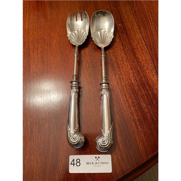 Art Deco Silver Plate Salad Utensils