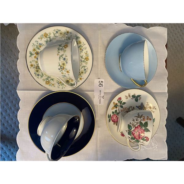 Four different tea cups with class-Classic Rose, RoyalDoulton, wedgewood x2