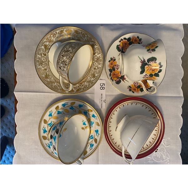 4 Teacups Wedgewood Ainsley Chelsea