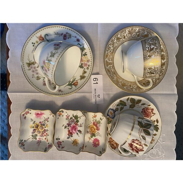 3 China Tea Cups + Extras