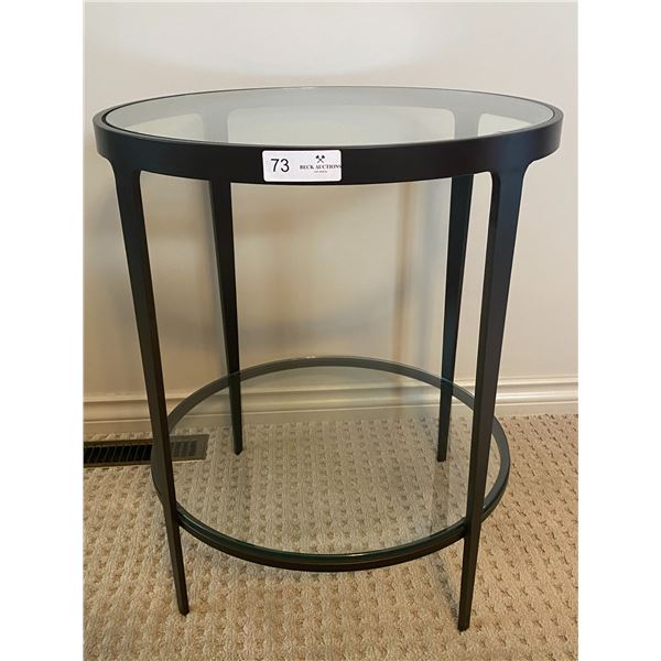 Modern Iron & Glass Side Table 21D x 25H