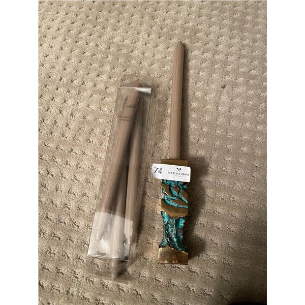 Candle Brass Art Piece 6"