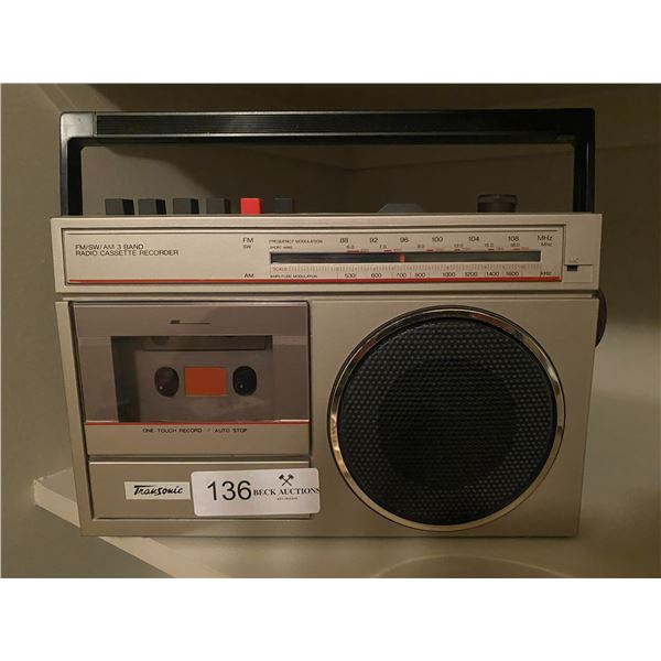 TranSonic FM/AM/SW 3Band Radio Cassette Recorder model# TCR-401