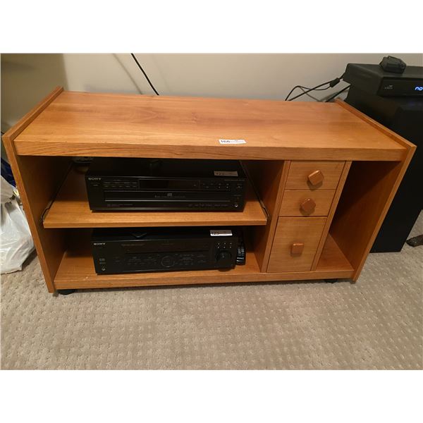 Wooden three drawer/two shelf TV stand
