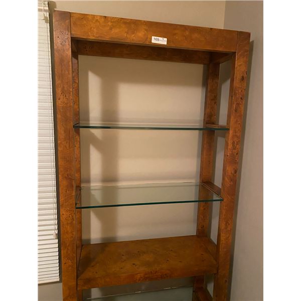 Lovely wood and glass Decorative Shelving 34 x 12 x 78 Items Not Included