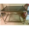 Image 1 : Brass Metal & Glass Table 28L 20D x 20H