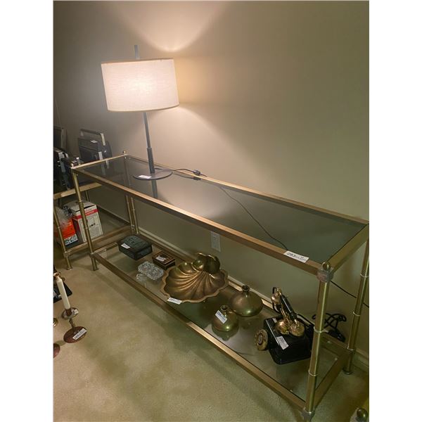 Brass Metal Glass Side Table 60L x 14W x27H