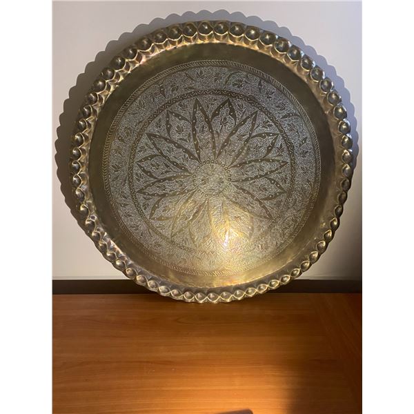 Persian Vintage Brass Ingraved Tea Table Tray