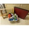 Image 1 : Folding Table &  Assortment of Laundry/Cleaning Supplies