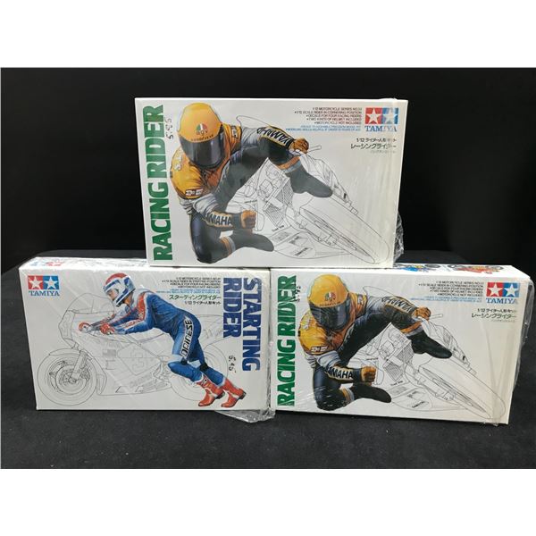 THREE SEALED MOTORCYCLE RIDER MODEL KITS