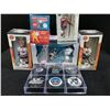 Image 1 : HOCKEY FAN BOBBLEHEAD/SEALED CARD BOXES/ACTION FIGURES/HOCKEY TEAM PUCKS LOT