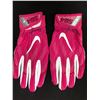 Image 1 : DAVID JOHNSON CRUCIAL CATCH DUAL SIGNED GAME USED FOOTBALL GLOVES (CARDINALS COA)