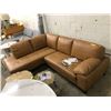 Image 1 : "Ivy + Bean Movie" Beans house- 2 piece leather sectional light brown sofa NEW no scratches!