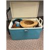 Image 1 : "IVY+Bean Movie" Beans tree house contents - vintage Coleman blue cooler with dress up clothes and t