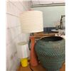 Image 2 : "Ivy + Bean Movie"  - Group of four Mid century Modern Table lamps and wicker dec Vase.
