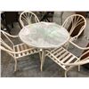 Image 1 : "Ivy + Bean Movie"  - Set of four patio chair with glass top round table (Table approximately 40in d
