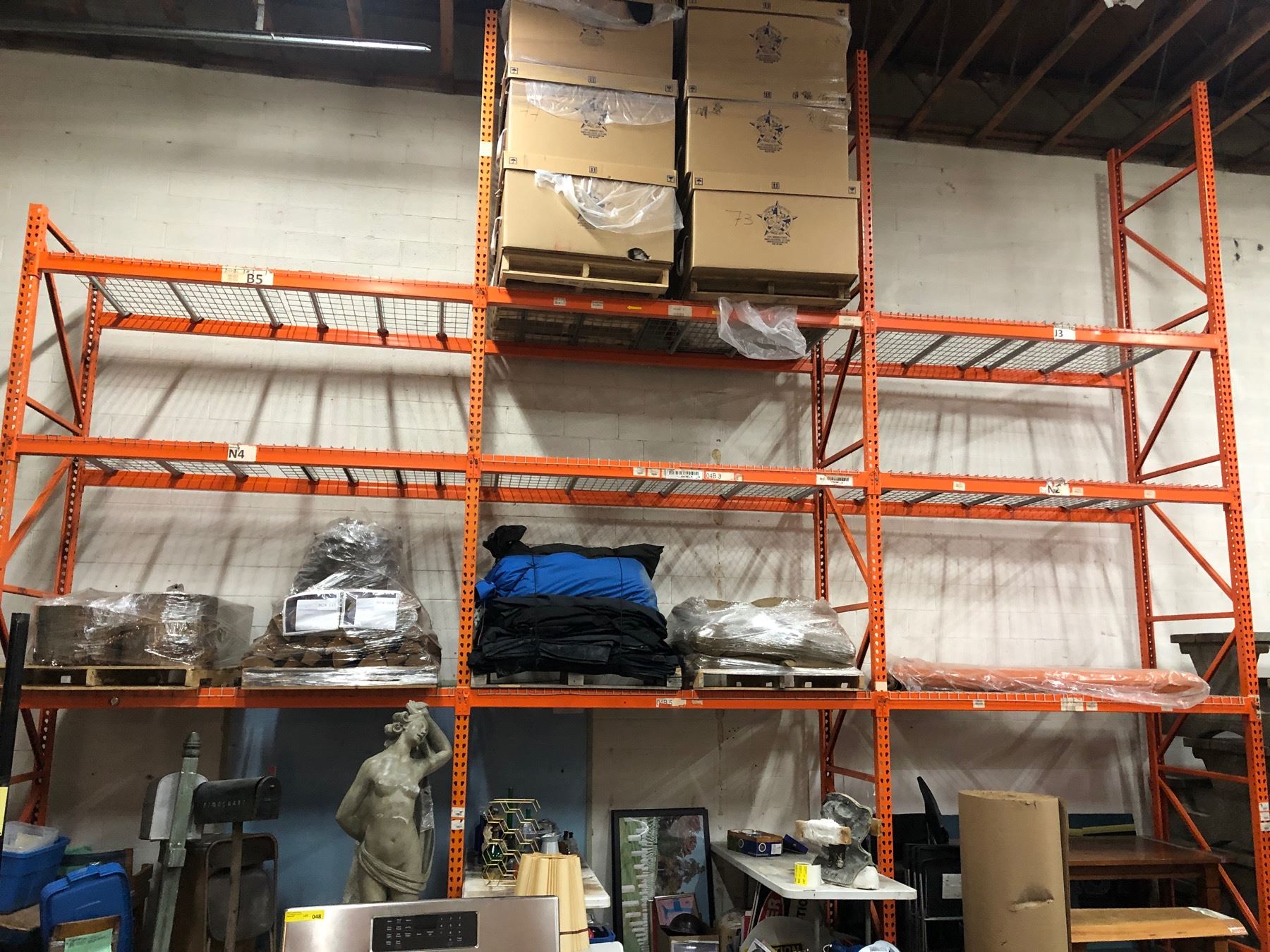 Orange Warehouse Pallet racking - includes Four vertical uprights , 9 ...