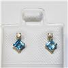 Image 1 : $400 10K Blue Topaz(0.4ct) Diamond(0.06ct) Earrings