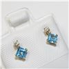 Image 2 : $400 10K Blue Topaz(0.4ct) Diamond(0.06ct) Earrings