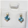 Image 3 : $400 10K Blue Topaz(0.4ct) Diamond(0.06ct) Earrings