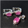 Image 1 : $320 Silver Genuine Ruby Pendant And Earring(APP 3ct) Set