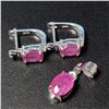 Image 2 : $320 Silver Genuine Ruby Pendant And Earring(APP 3ct) Set