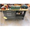 Image 1 : Heavy-duty work bench/table w/ misc. items - includes work lights/ empty toolboxes etc. (table appro