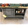 Image 2 : Heavy-duty work bench/table w/ misc. items - includes work lights/ empty toolboxes etc. (table appro