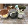 Image 1 : Group of assorted sized ceramic planters & plant stands