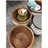 Image 3 : Group of assorted sized ceramic planters & plant stands