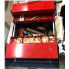 Image 2 : Beach metal toolbox w/ assorted tools & Jobmate wireless drill