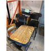 Image 2 : Group of assorted Furnitures - Includes step ladder, folding chairs, high top chair, vintage classro