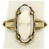 Image 5 : Antique Victorian 10k Yellow Gold Simple Petite Carved Pink Stone Cameo Ring