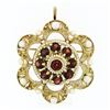 Image 1 : Vintage 14k Yellow Gold 2.25 ctw Garnet Pearl Crescent Cluster Brooch Pin Pendan