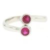Image 4 : NEW Custom Made 14k White Gold Round Bezel Set Ruby Two Stone Simple Bypass Ring